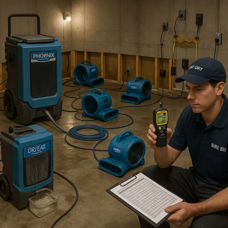 Structural Drying and Dehumidification process in Gravel Ridge, AR